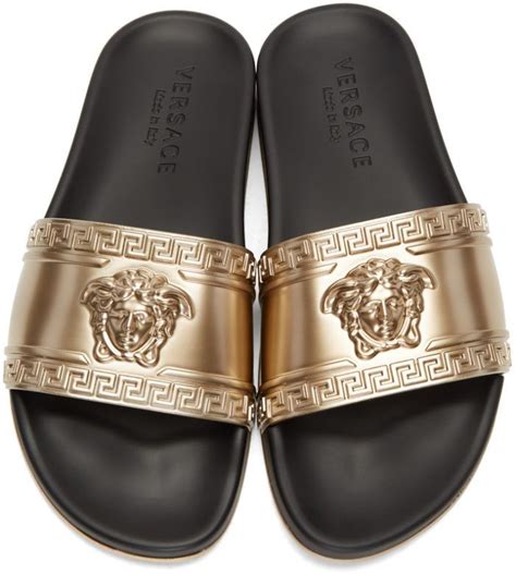 versace slip on stone|Versace slides.